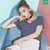 韩都衣舍2017韩版女装夏装新款方领修身条纹百搭短袖T恤GY6568甦(藏蓝色 L)