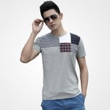 [格斯帝尼]GESSDIMER 2013夏装新款 男士休闲短袖圆领T恤13456(灰色 M)