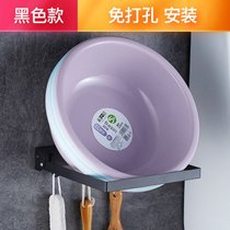 卫生间洗脸盆收纳架壁挂脸盆挂钩洗手间置物架厕所放盆子收纳神器(不锈钢款带固定挂钩-雅黑 默认版本)