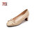 马内尔春季中跟软羊皮浅口方头粗跟软底女鞋真皮时尚单鞋GD01011(杏色 38)