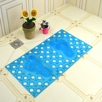 地垫浴室淋浴房防滑垫门垫卫生间脚垫洗澡吸盘垫子PVC圆孔脚丫(蓝色 38*68cm)