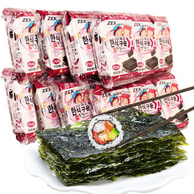 ZEK韩国进口烤海苔 海苔即食24包 四口味组合儿童韩国进口零食寿司饭团紫菜包饭(4种口味各2袋/共8大袋)