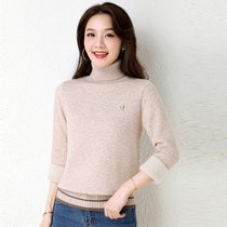 金兔高领纯色针织衫保暖冬季新款女式毛衣 JX02603002-M码米 宽松舒适百搭