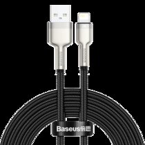 倍思（Baseus）USB苹果数据线 2.4A大电流快充线 金属卡福乐1米/2米(2米黑色)