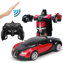 超大感应变形遥控汽车金刚机器人充电动无线遥控车儿童玩具车男孩(红色 一个机身四个电池)