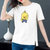 【灵薇雅】夏季韩系100%纯棉小黄鸭卡通印花宽松圆领短袖T恤衫D7179(白色 L)