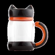 五金优选 猫咪杯玻璃限量款保温创意可爱(黑色 420ML)