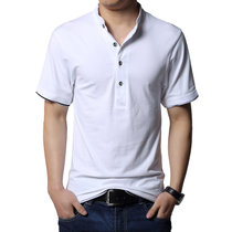 夏装新款宽松男士短袖翻领t恤男装打底衫T恤衣服加大码男装J6212(白色)
