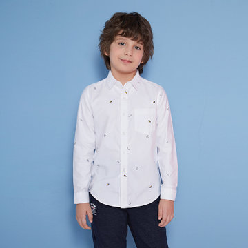 男童衬衫长袖春秋装2018新款纯棉儿童衬衣中大童白上衣小男孩衬衣160