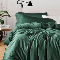 简约60支长绒棉贡缎纯色四件套 全棉纯棉床单被套北欧风1.8m床品(床单款 AB039 橄榄绿)