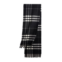 Burberry男士黑色羊绒流苏格纹围巾4030500 时尚百搭