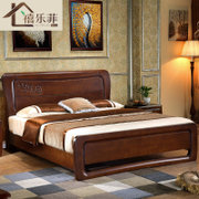 禧乐菲 实木床1.5米 1.8米 橡木床 双人简约中式家具 高箱储物婚床(胡桃色(备注颜色) 1.5*2米)