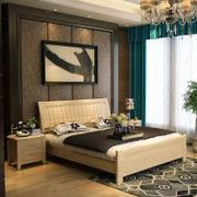 祥融 实木床简约现代中式单双人床1.2米 1.5米 1.8米高箱床儿童床(原木色 1.8x2.0框架床)
