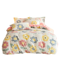 贵晨家纺保暖雪花绒四件套三件套床单被套床上用品(春暖花开 单品被罩150X200cm)