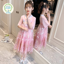 比得兔 汉服女童连衣裙夏装2021新款古装超仙公主裙子儿童夏季襦裙中国风(160 粉红色)