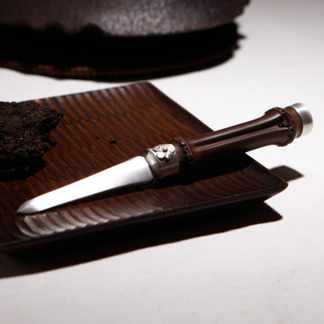 踞虎堂纯手工名家制作纯银普洱刀普洱针茶刀银茶刀茶道配件