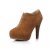 卡芙琳 新品短靴简约铆钉绒面圆头高跟靴及裸靴女靴子CL3751-04(棕色 230)