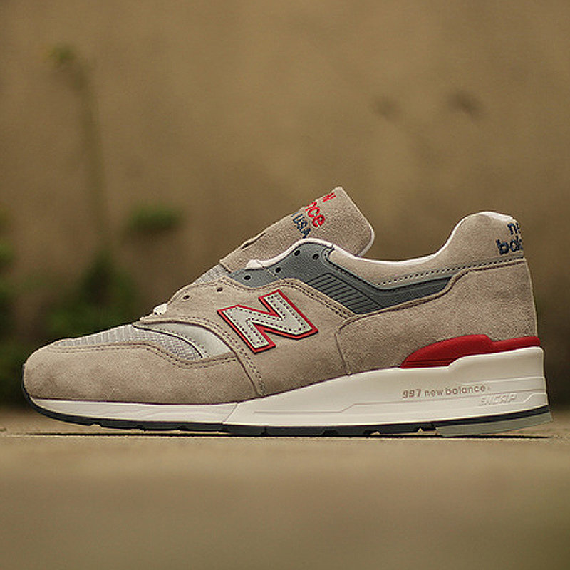 跑步鞋2newbalancenb997美产经典新百伦跑步鞋男m997ccf灰红37返回