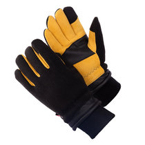 鹿皮保暖手套冬季滑雪防寒加厚手套拼接日用触屏手套户外骑行手套(黄黑色 M)
