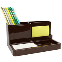 天色文具 多功能笔筒创意时尚可爱笔桶 桌面摆件 办公用品收纳盒(咖啡色)