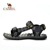 Camel/骆驼户外情侣款沙滩鞋 男女织带魔术贴防滑舒适凉鞋 A722162287/A72162611(灰色 42)