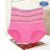 完美霞 3条装棉质内裤女高腰 提臀条纹收腹 三角裤女内裤(大红+紫色+黑色 适合腰围2.0-2.8尺)