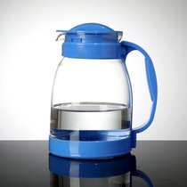 家用凉水壶冷水壶玻璃水壶大容量耐温热凉白开水杯茶壶套装扎壶(蓝色单壶2000ML单壶 默认版本)