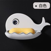 小鲸鱼肥皂盒免打孔浴室双层沥水肥皂架卫生间壁挂式香皂盒置物架(白色 一个装)
