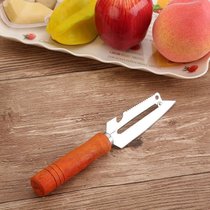 不锈钢水果刀削皮刀苹果土豆刮皮刀厨房多功能刀家用刀具(木柄款式-1条装)