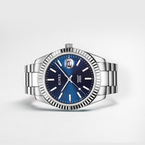 宝柏士（BLWRX）经典极简钢壳钢带BL126310男款手表(蓝面银钉)