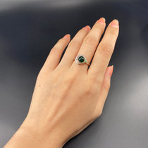 墨西哥5A 净水蓝珀 纯银戒指S925银女款圆珠戒指