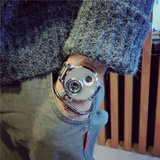 Gaines大表盘炫酷双机芯男女学生创意个性双时间运动皮带皮带手表(席拉钢带(送盒子+电池+调表器))