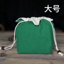 棉麻茶具茶杯收纳袋子茶壶快客杯主人杯布袋手提便携旅行加厚布包(绿色（BD大号）)