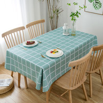 纯色桌布防水防油防烫免洗pvc北欧ins风网红餐厅台布茶几布书桌垫(80*120cm 薄荷绿大格)