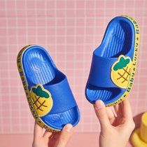 SUNTEK可爱卡通夏季儿童拖鞋2022新款居家室内防滑厚底外穿小孩凉拖鞋夏(28/29（内长18cm适合5.5-6岁) 菠萝-蓝色（柔软防滑无味）)