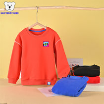 力禾泰迪熊LDTB21U02 儿童圆领卫衣110cm红 斜纹绒辑边卫衣 潮酷时尚