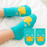 春夏婴儿袜子0-6-12个月秋棉卡通宝宝防滑地板袜儿童船袜1-3岁(绿色 0-2岁)