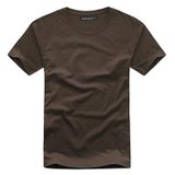 johansson2013新款男士纯色全棉T恤 圆领休闲T恤(棕色 175)