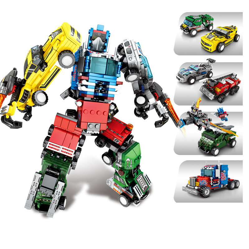 森宝积木男孩儿童玩具兼容乐高拼装积木4合1变金刚