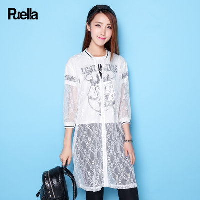 拉夏贝尔puella普埃拉秋新品字母印花七分袖长款蕾丝衫女20006762(白色 M) 拉夏贝尔puella普埃拉秋新品字母印花七分袖长款蕾丝衫女20006762(白色 M)