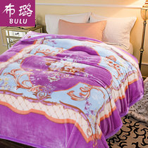 布璐 秋冬季加厚拉舍尔毛毯 印花云盖毯 7斤双人毯子绒毯(紫色花韵)