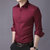 夏季男士长袖衬衫男长袖修身男士衬衫韩版青年纯色衬衣男(酒红 37/S)