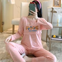 SUNTEK月子服春秋产后孕妇睡衣女夏季薄款哺乳期家居服产妇喂奶套装(CY-孕妇8036#虾红)