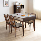 木巴家具 餐桌家用小户型简约现代岩板餐桌椅组合北欧木桌轻奢长方形饭桌子(CZ227+YZ427一桌四椅)