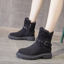 SUNTEK雪地靴女2021年新款一体冬季加绒加厚防水防滑厚底保暖棉鞋子(39 黑色系列3)