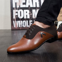 休闲商务皮鞋男低跟圆头男式皮鞋系带男鞋k022(棕色 45及以上)