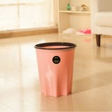 浦晨 塑料垃圾桶带压圈八角环保卫生桶(粉色 大号)
