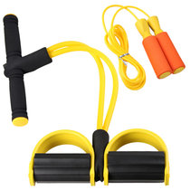 凯速 拉力绳跳绳套装 皮筋拉绳脚蹬拉力器仰卧起坐助力器弹力绳运动健身器材 拉力器 跳绳两件套(黄色)