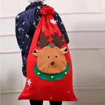圣诞老人大背包平安夜礼物袋儿童礼品包装袋子苹果袋圣诞节装饰品(小鹿款大背包【95*60cm】 默认版本)