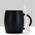 创意个性陶瓷马克杯带盖勺潮流早餐牛奶杯家用咖啡杯女水杯子定制(圆桶杯-冷酷黑-带瓷勺)